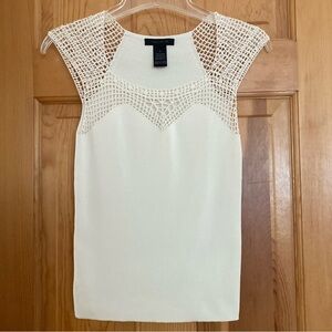 The Limited Crochet Lace Front Dressy Tank, S (fits like an XS), Cream